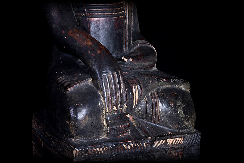 Extremely Rare 18C Wood Burmese Shan Buddha #A046